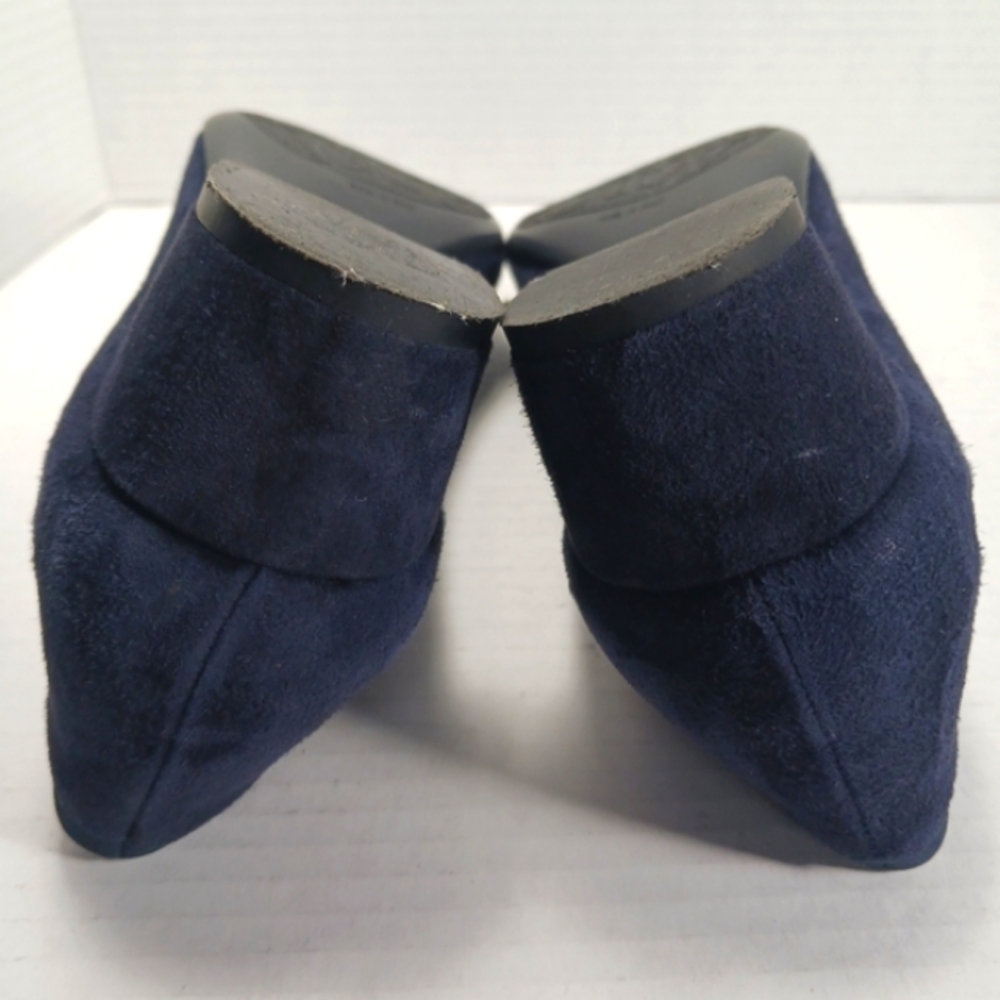 AGL Kristen Navy Suede Ballet Flats Covered Block Heels Rubber Sole EUC Sz 41 - Picture 10 of 15